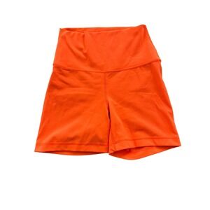 YogaLicious Womens Bike Shorts High Waist Compression‎ Neon Orange Activewear